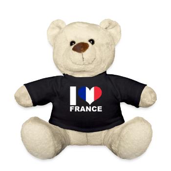 J’aime la France drapeau du cœur France - Nounours - noir - Devant