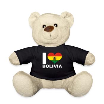 J’aime bolivie drapeau de cœur Bolivie - Nounours - noir - Devant