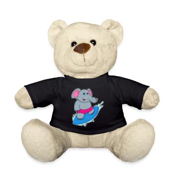 Elephant Surfing Surfboard Summer - Teddy Bear - black - Front