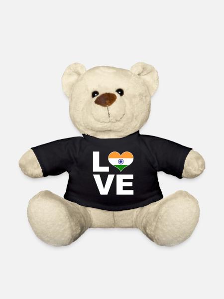 J’aime l’Inde drapeau du cœur Inde - Nounours - noir