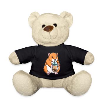 Kawaii Bubble Tea Hamster - Teddy - Schwarz - Vorne