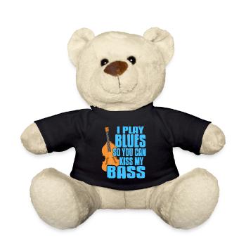 I Play Blues So You Can Kiss My Bass Retro Funny - Teddy Bear - black - Front