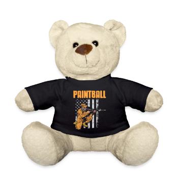Retro Patriotic Baller Cool Paintball Player - Teddy Bear - black - Front