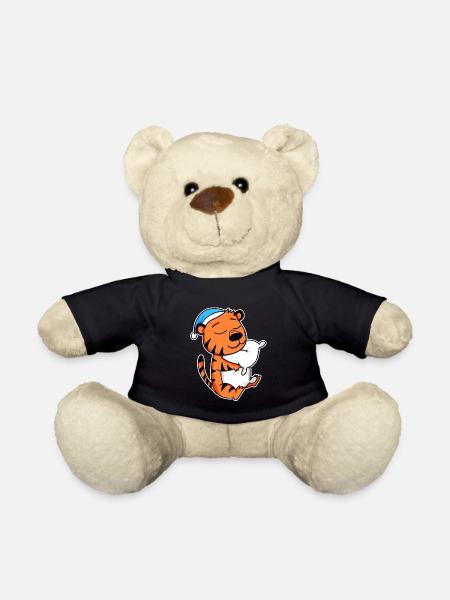 Tigre avec oreiller et bonnet de couchage - Nounours - noir
