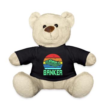 T-shirt rétro vintage BANKER Cool Banker Designs - Nounours - noir - Devant