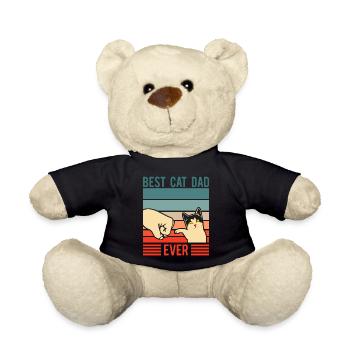 Funny Best Cat Dad Ever Father's Day - Teddy Bear - black - Front
