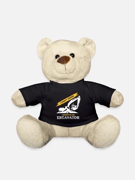 Ich schnarche nicht, im Traum bin ich ein Bagger - Teddy - Schwarz