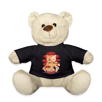 Ramen Eating Cat Kawaii Anime Baka Japonais - Nounours - noir - Devant