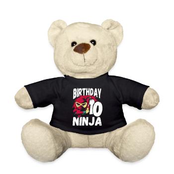Cool Ninja for your 10th birthday - Teddy Bear - black - Front