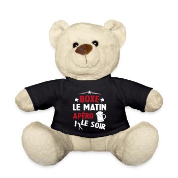 Boxe Le Matin Et Apéro Le Soir Boxing Sport - Nounours - noir - Devant