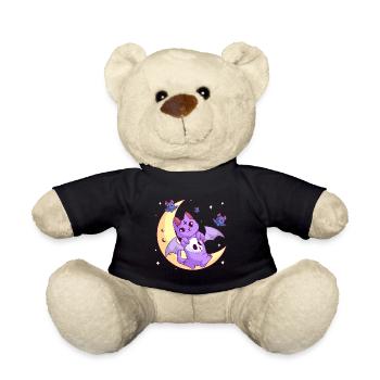 Kawaii Pastel Goth Moon Gothic Cat Halloween - Teddy Bear - black - Front