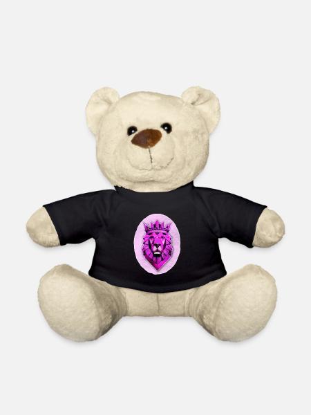 Geometrischer Löwe mit Magenta-Krone - Teddy - Schwarz