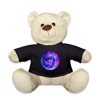 Mond und Wolf Wölfe Wildtiere Wild Tierliebhaber - Teddy - Schwarz - Vorne