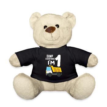 Dump Truck 1st Birthday Dump Everything I'm 1 - Teddy Bear - black - Front