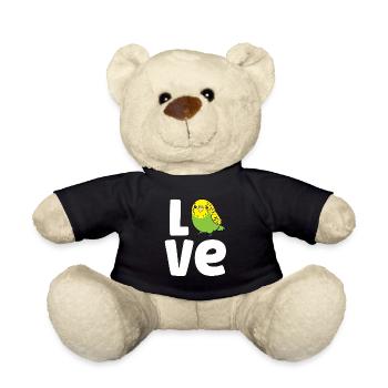 Budgie Bird Love Cute Budgerigar Parakeet Bird - Teddy Bear - black - Front