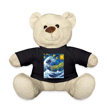 Kanagawa Waves Aesthetic Japanese Art Great Wave - Teddy Bear - black - Front