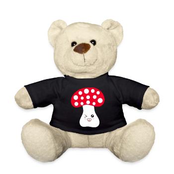 Toadstool, mushroom in the woods gift - Teddy Bear - black - Front