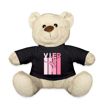 4.Geburtstag Mädchen Pink Ballerina Retro Style - Teddy - Schwarz - Vorne