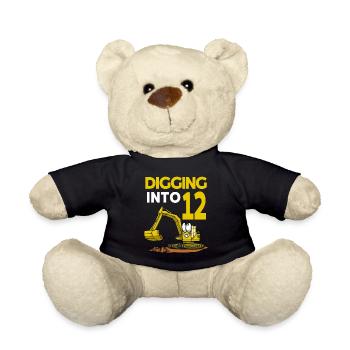 Baggerfahrer gräbt in 12 Geburtstag - Teddy - Schwarz - Vorne