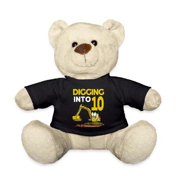 Baggerfahrer gräbt in 10 Geburtstag - Teddy - Schwarz - Vorne