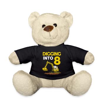 Baggerfahrer gräbt sich in 8 Geburtstagsbagger - Teddy - Schwarz - Vorne