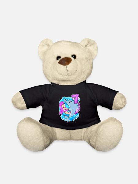 7. Geburtstag Mädchen 7 Jahre alt Meerjungfrau - Teddy - Schwarz