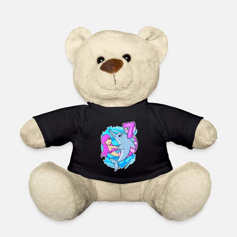 7. Geburtstag Mädchen 7 Jahre alt Meerjungfrau - Teddy - Schwarz