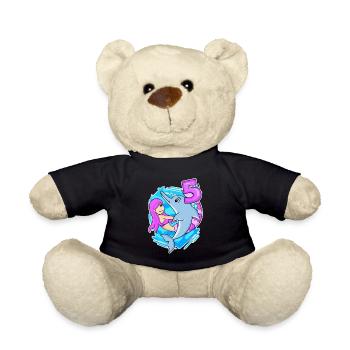 5ème anniversaire Fille 5 ans Sirène - Nounours - noir - Devant