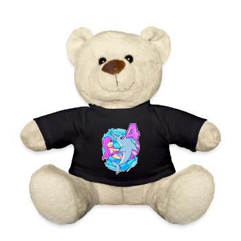 4ème anniversaire Fille 4 ans Sirène - Nounours - noir - Devant