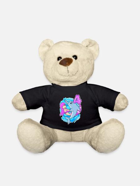 4ème anniversaire Fille 4 ans Sirène - Nounours - noir