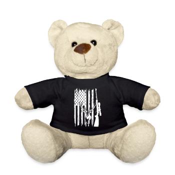 Deer Hunting Deer Head America Flag Hunter - Teddy - Schwarz - Vorne