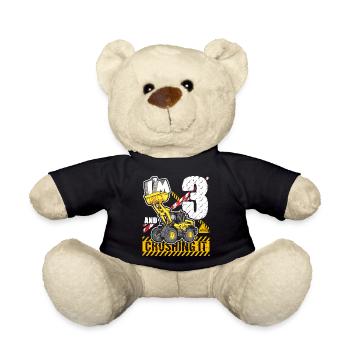 Ich bin 3 & Crushing It 3. Geburtstag Jungen Bagger - Teddy - Schwarz - Vorne