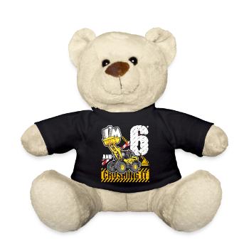 I’m 6 & Crushing It 6th Birthday Boys Excavator - Nounours - noir - Devant