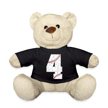 Kinder 4. Geburtstag Baseballspieler 4 Jahre alt - Teddy - Schwarz - Vorne