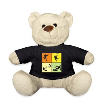 Kite Surfing, Kite Board, Lifestyle Vintage Design - Teddy Bear - black - Front