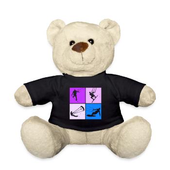 Kite Surfing, Kite Board, Lifestyle Vintage Design - Teddy Bear - black - Front