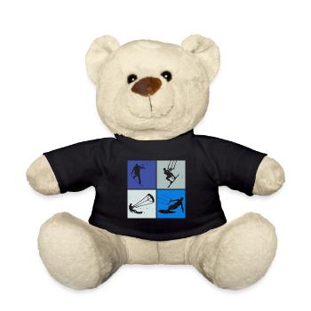 Kite Surfing, Kite Board, Lifestyle Vintage Design - Teddy Bear - black - Front