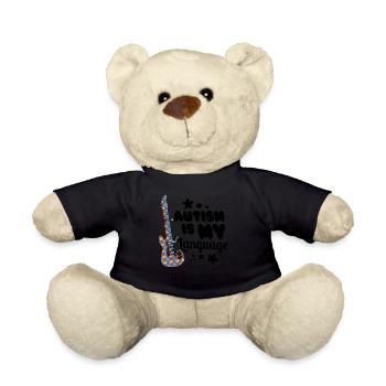 Guitare Autisme Rock Musique Puzzle Autiste - Nounours - noir - Devant