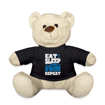 Eat Sleep Swim Repeat Funny Schwimmen Liebhaber - Teddy - Schwarz - Vorne