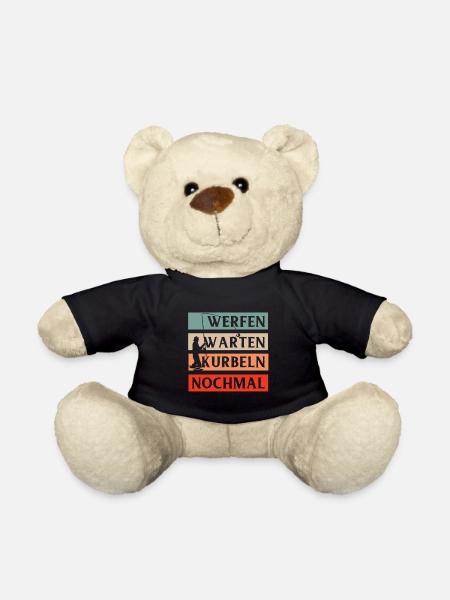 Angeln Tshirt Mann Fischer Rute Fischfang Fishing - Teddy - Schwarz