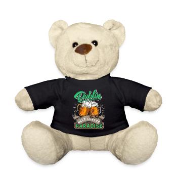 Irland, Dublin, St-Patricks-Day Biertrinker Spruch - Teddy - Schwarz - Vorne