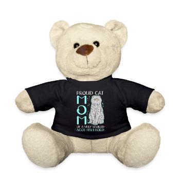 Scottish Fold-eared Cat Mom Cat Gift - Teddy Bear - black - Front