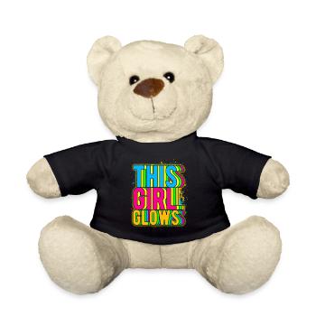 This Girl Glows Party 80s vintage colorful - Teddy Bear - black - Front