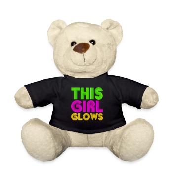 This Girl Glows Party 80s vintage colorful - Teddy Bear - black - Front