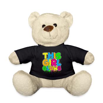 This Girl Glows Party 80s vintage colorful - Teddy Bear - black - Front