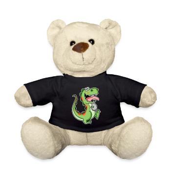 Dinosaur with Baby Dinosaur Egg - Teddy Bear - black - Front