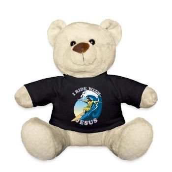 I Ride With Jesus | Jesus Christ Surfeur - Nounours - noir - Devant