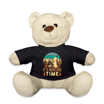 lustiges Jagdzeit mit Jagdhorn in der Natur - Teddy - Schwarz - Vorne