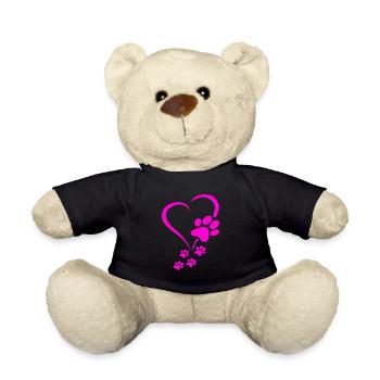 Dog Paws Hearts Baby Dogs - Dog Paw Print Dog Paw - Teddy Bear - black - Front