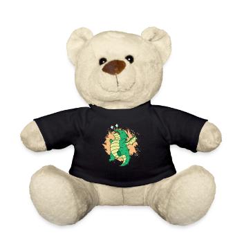 cute dragon blows mythical creature fairy tales - Teddy Bear - black - Front